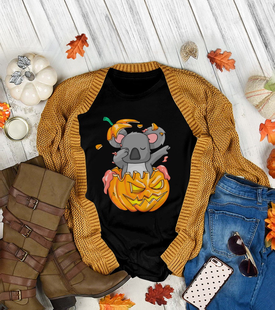 Halloween Koala Dabbing in Pumpkin Dab Bear T-Shirt