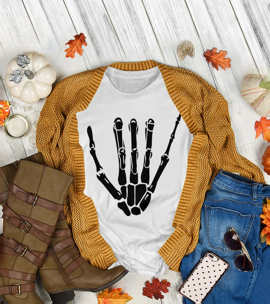 Hang Loose Skeleton Hand Bone Gesture T-Shirt