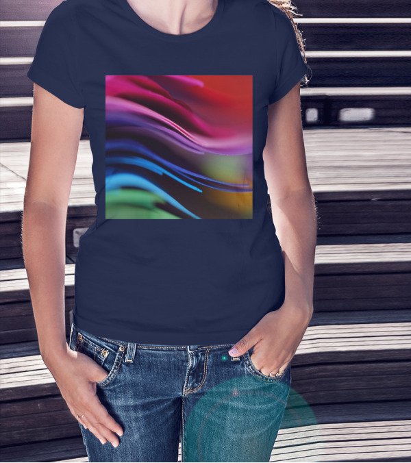 Colorful Abstract Waves In Gradient Spectrum T-Shirt