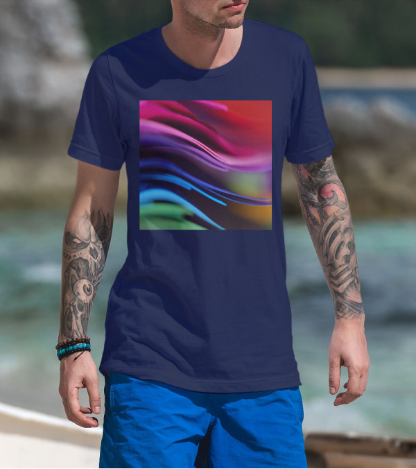 Colorful Abstract Waves In Gradient Spectrum T-Shirt
