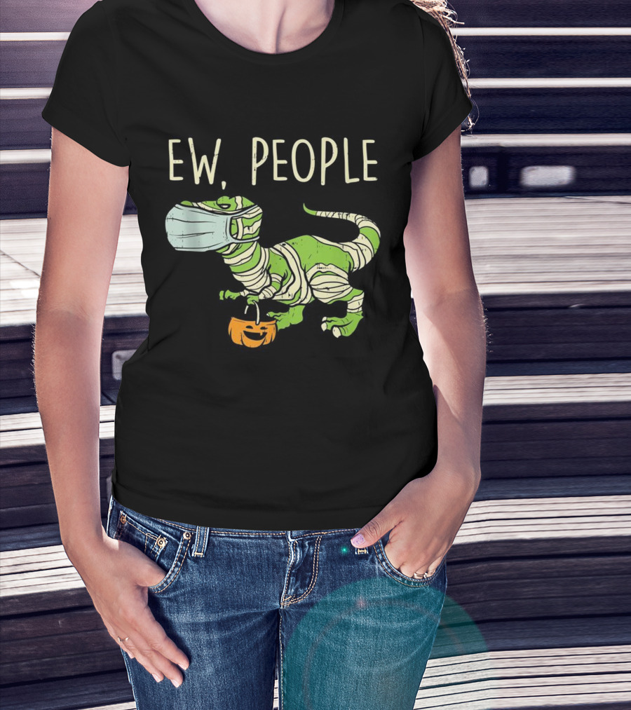 Ew People Halloween Dinosaur Mummy With Pumpkin T-Shirt