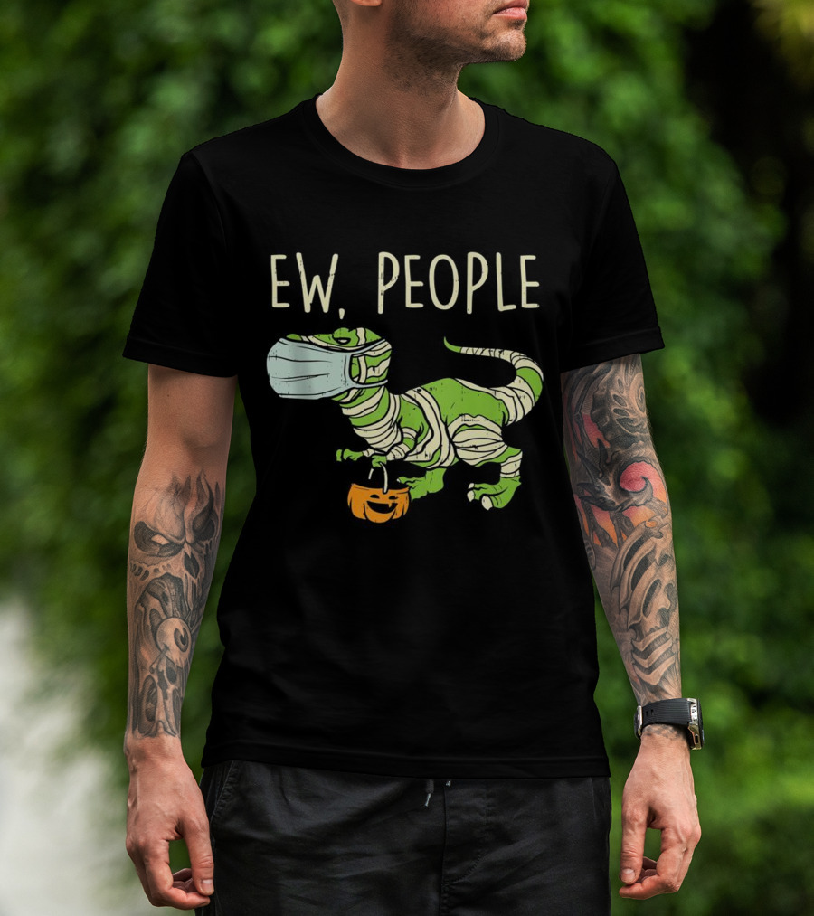 Ew People Halloween Dinosaur Mummy With Pumpkin T-Shirt
