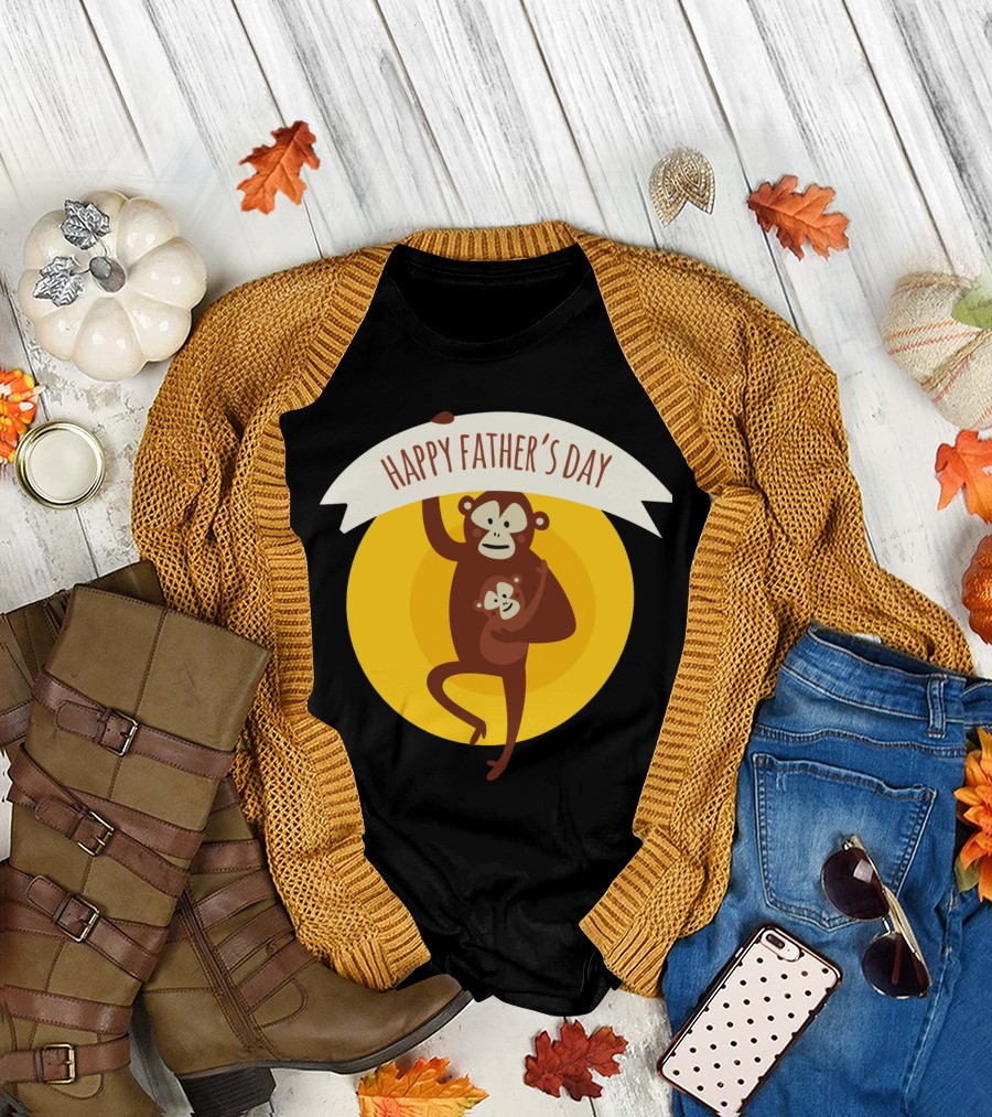 Happy Father's Day Monkey Holding Baby T-Shirt