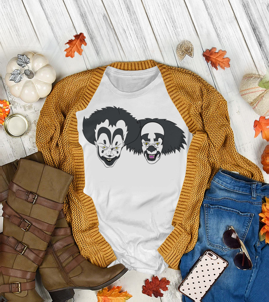 Down With The Killer Clowns Scary Faces Dual T-Shirt
