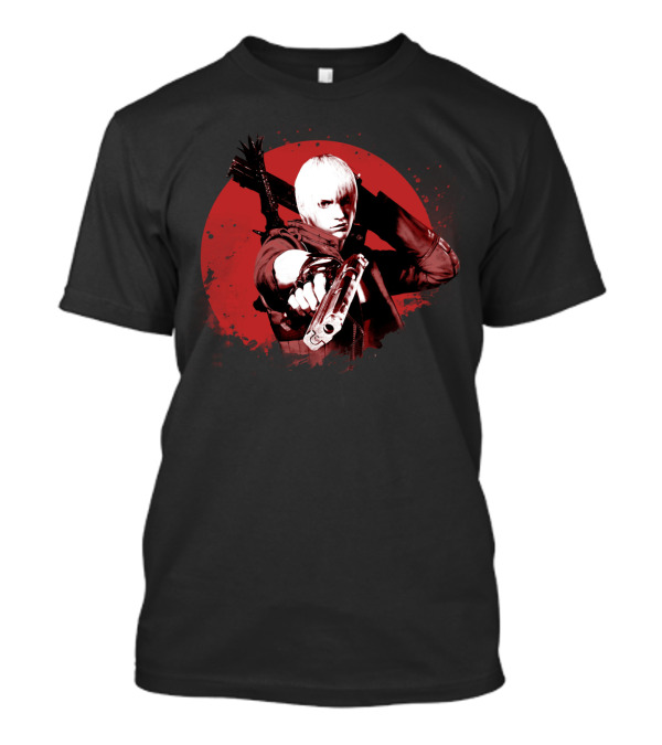 Dante Devil May Cry Iconic Red Circle Gun And Sword Pose T-Shirt