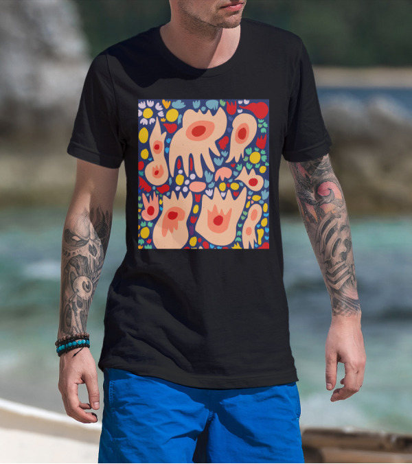 Vibrant Floral Abstract In Dance Of Life Style With Organic Shapes And Bold Colors T-Shirt