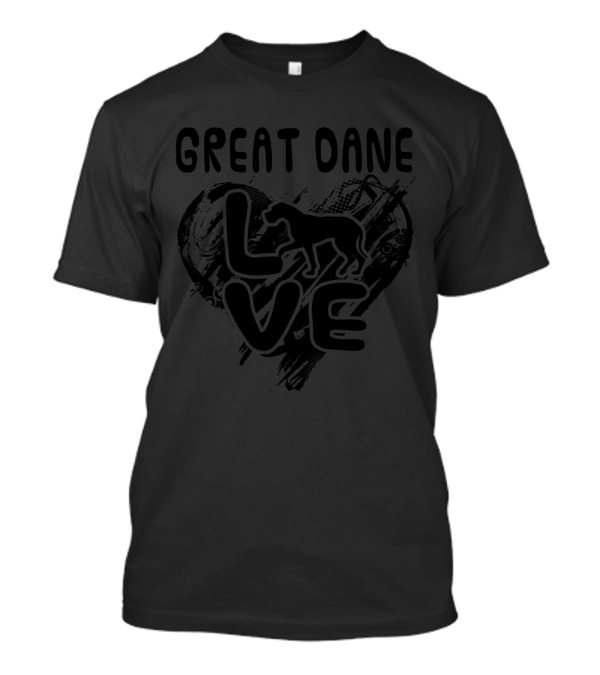 Great Dane Love Heart Silhouette With Dog T-Shirt