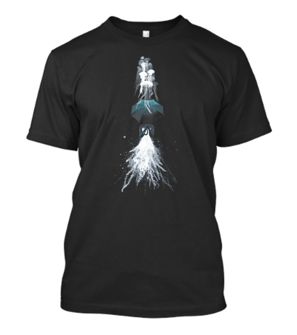 Floating Umbrella With Cascading Jellyfish Waterfall - Jelly Dance T-Shirt
