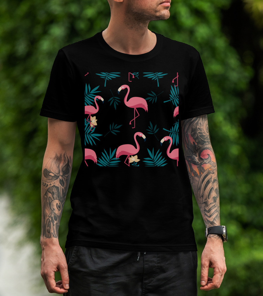 Flamingo Tropical Leaves T-Shirt