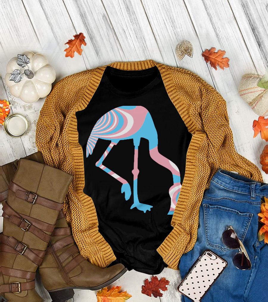 Flamingo Transgender Pride Flag Stripes Spiral T-Shirt