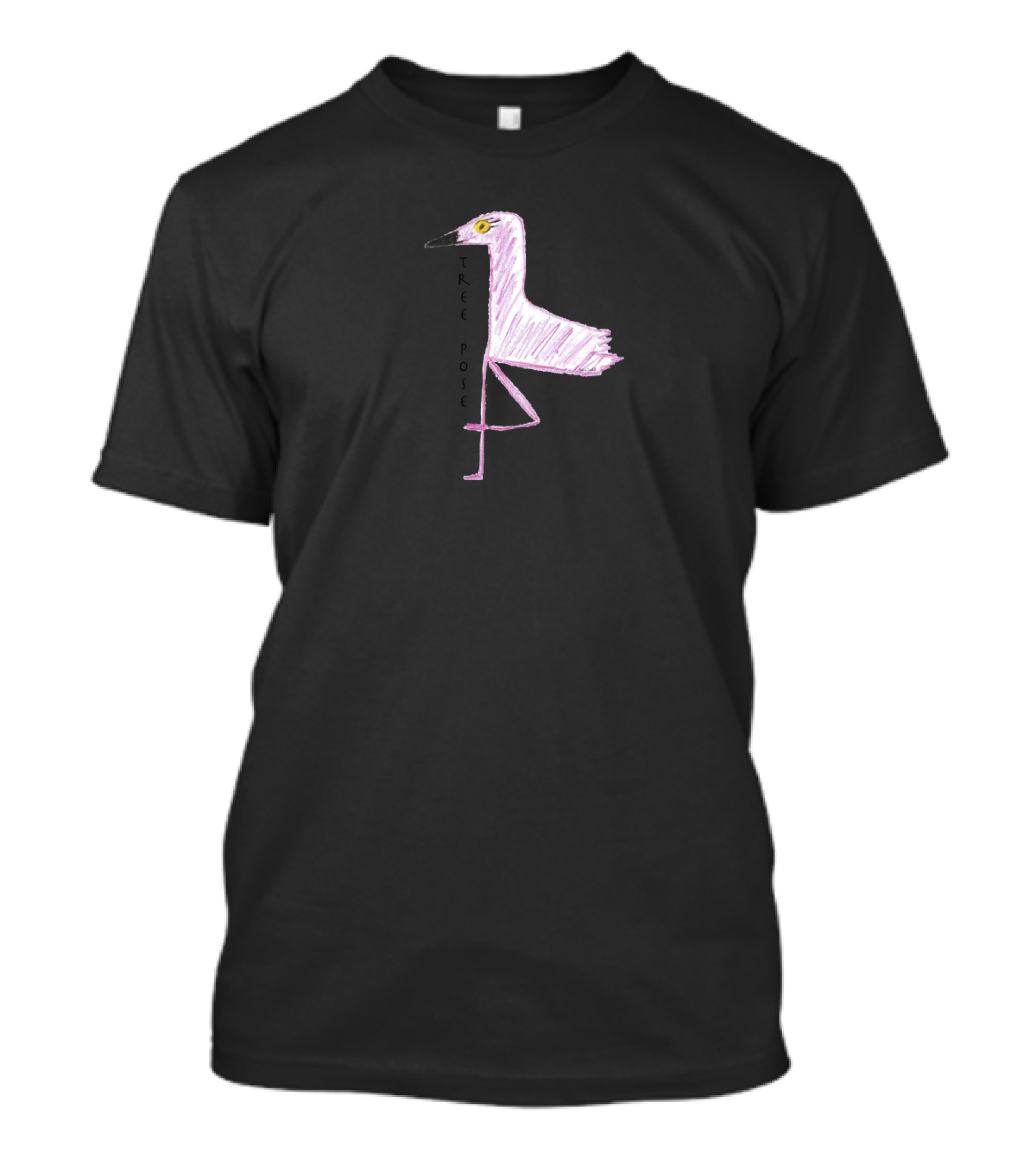 Flamingo Balancing In Yoga Tree Pose Pale Pink T-Shirt