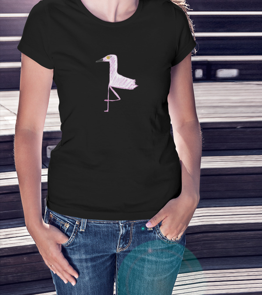 Flamingo Balancing In Yoga Tree Pose Pale Pink T-Shirt