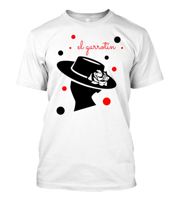 El Garrotín Black Silhouette With Red Accents And Hat Rose T-Shirt