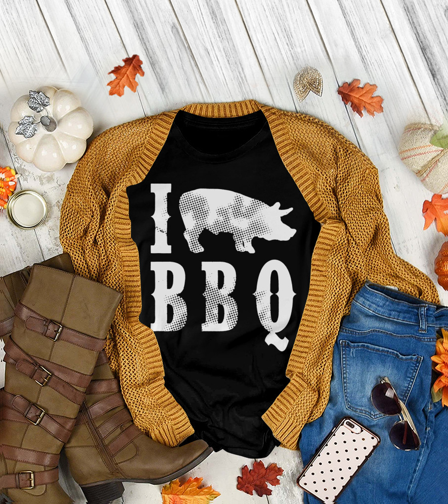 I Pig BBQ Love Bar B Que Pork Bacon Funny Humor Joke Cookout Mens Pig T-Shirt
