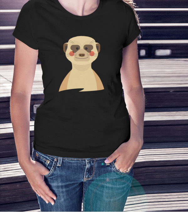 Meerkat Cartoon Illustration With Rosy Cheeks T-Shirt