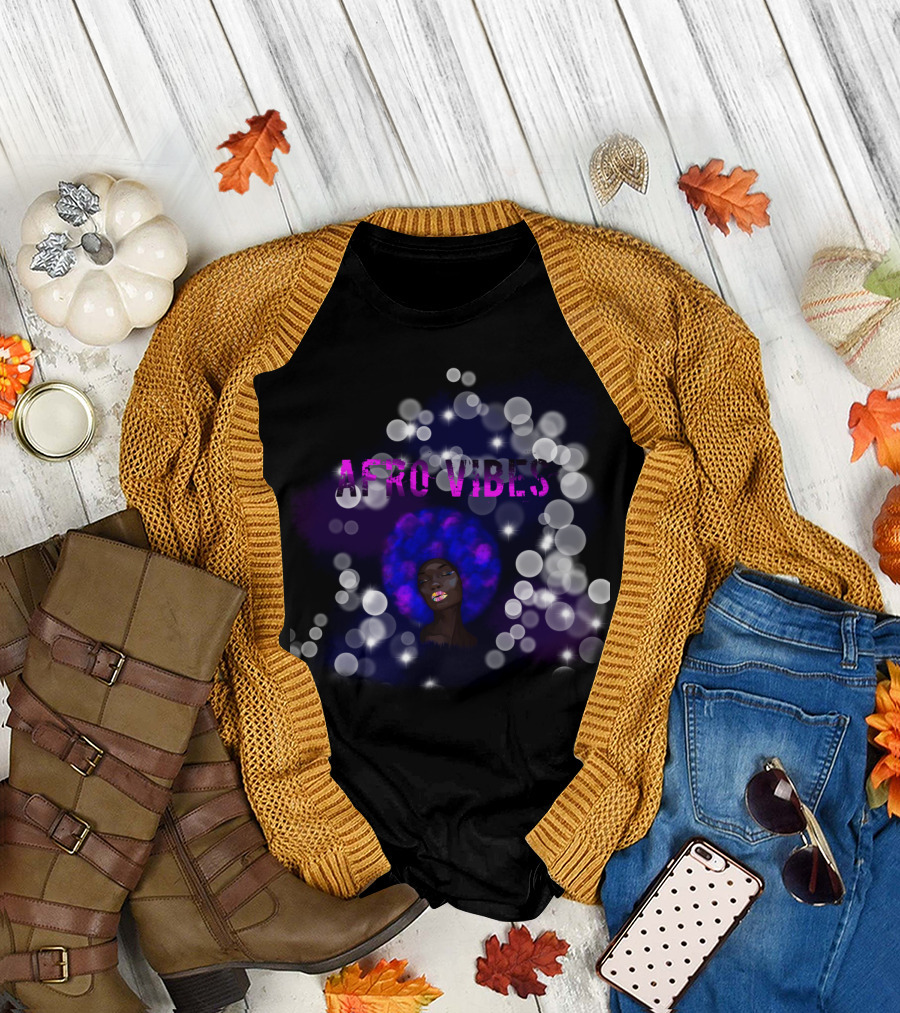 Afro Vibes Galaxy Afro Hair Bubble Aesthetic T-Shirt
