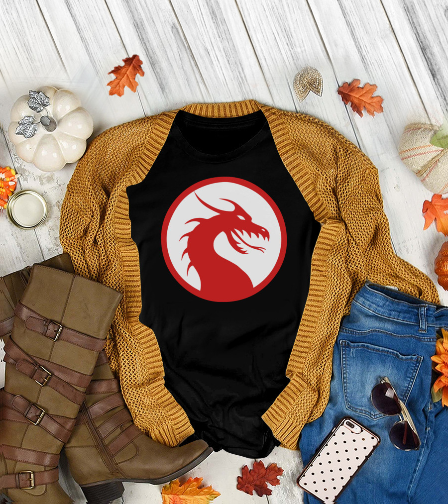 Red Dragon Circle Emblem Mythical T-Shirt