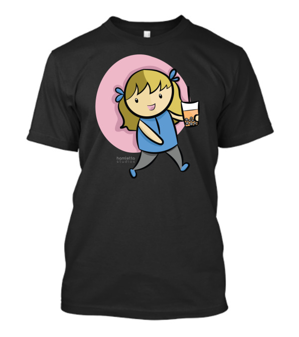 Hamletto Studios My Boba Life Cute Character Holding Bubble Tea T-Shirt