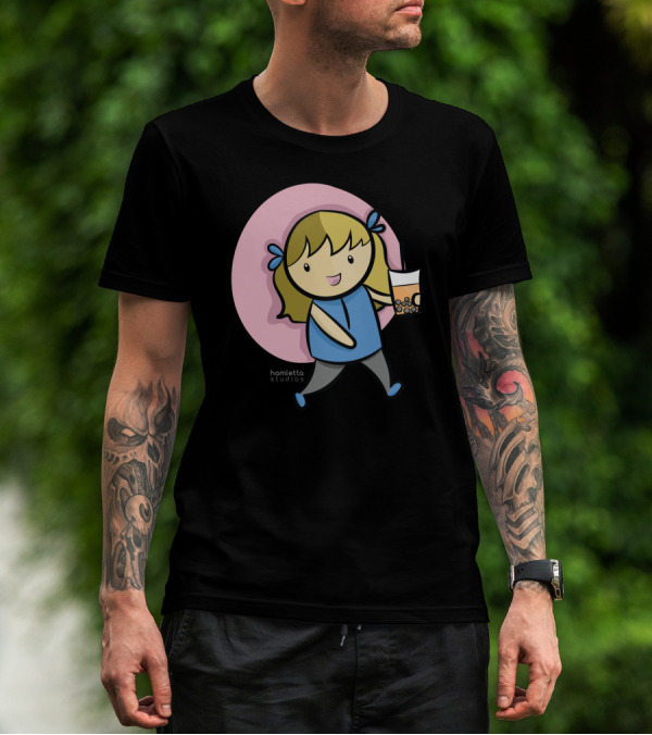 Hamletto Studios My Boba Life Cute Character Holding Bubble Tea T-Shirt