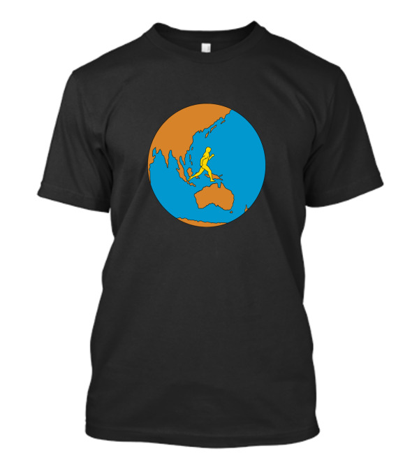 Marathon Runner On Asia Pacific Globe T-Shirt