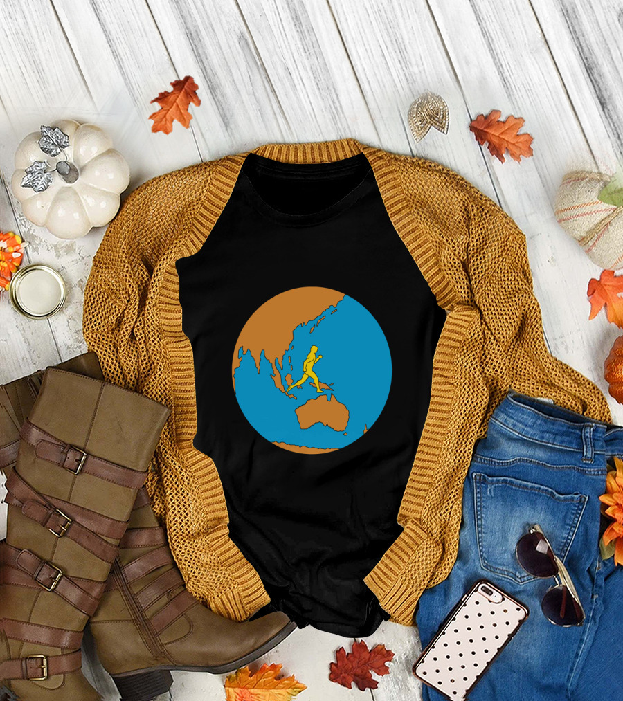 Marathon Runner on Asia Pacific Globe T-Shirt