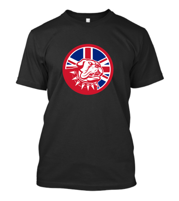 British Bulldog Head With Union Jack Flag Background T-Shirt