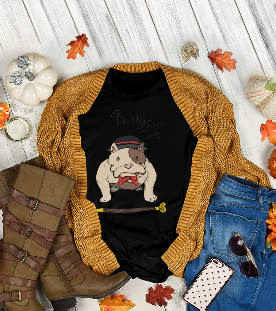 Bentley the British Bulldog with Top Hat and Bowtie T-Shirt
