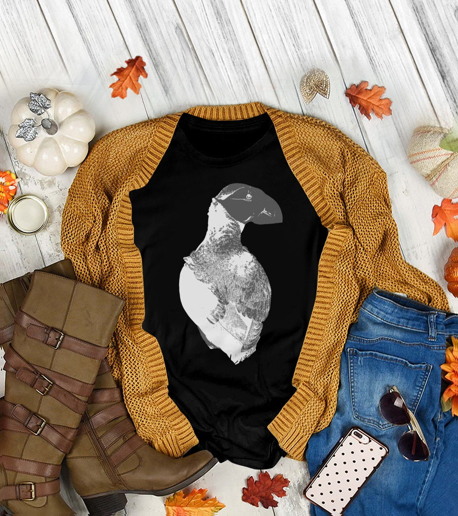 Canadian Wildlife Illustration Puffin Canadiana T-Shirt