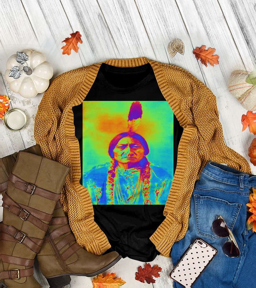 Sitting Bull Psychedelic Color Portrait T-Shirt