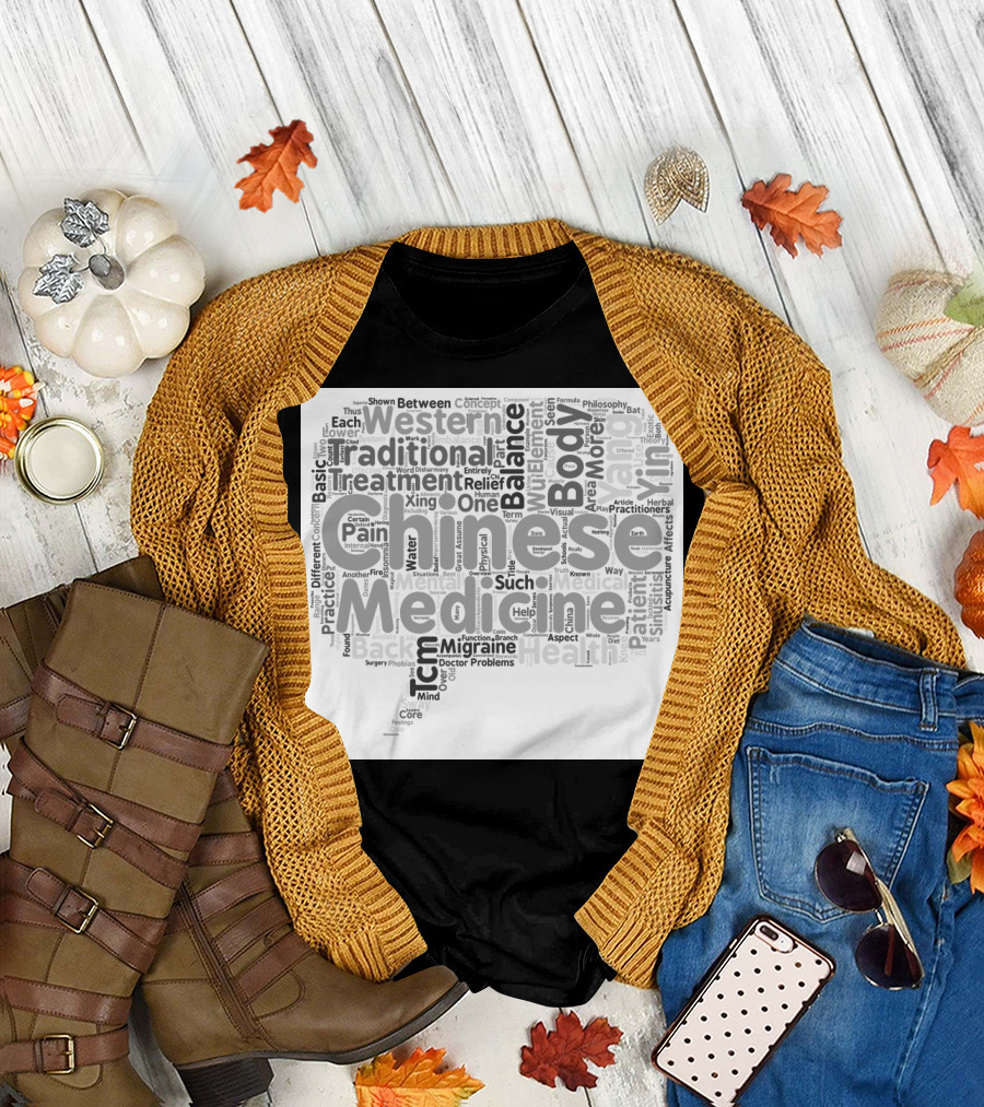 Chinese Medicine Traditional Body Balance Treatment Western Health Basics Wordcloud Concept T-Shirt
