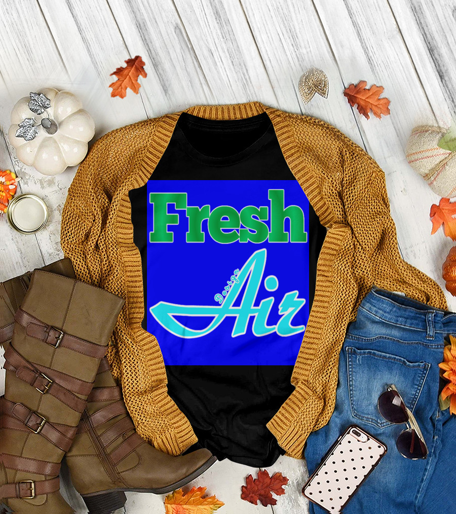 February Fresh Air Green and Blue Design Discounted T-Shirt