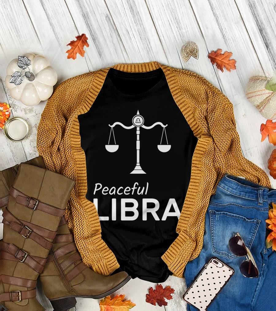 Peaceful Libra Horoscope Balance Symbol with Scales T-Shirt