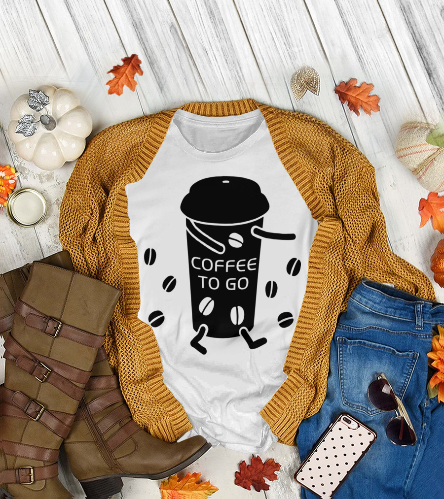 Coffee to Go Cup with Dancing Coffee Beans T-Shirt