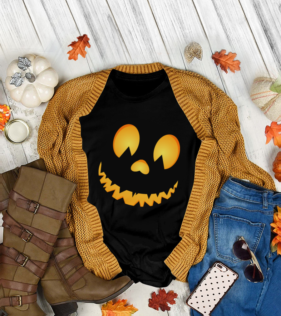 Halloween Pumpkin Scary Jack-O'-Lantern Face T-Shirt