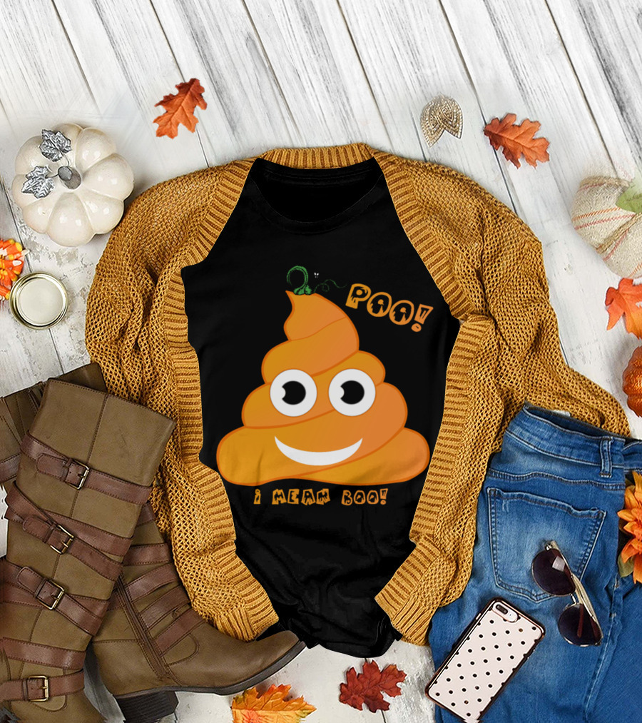 Poo I Mean Boo Halloween Pumpkin Poop Costume T-Shirt
