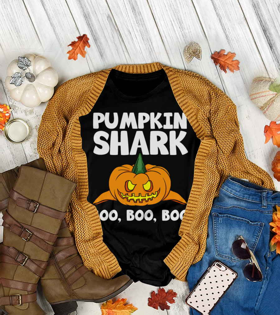 Pumpkin Shark Boo Boo Boo Halloween Present T-Shirt