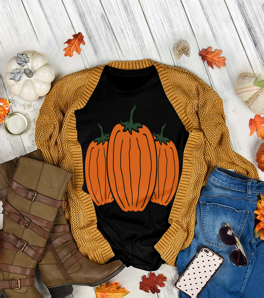Clipart Cool Three Halloween Pumpkins T-Shirt