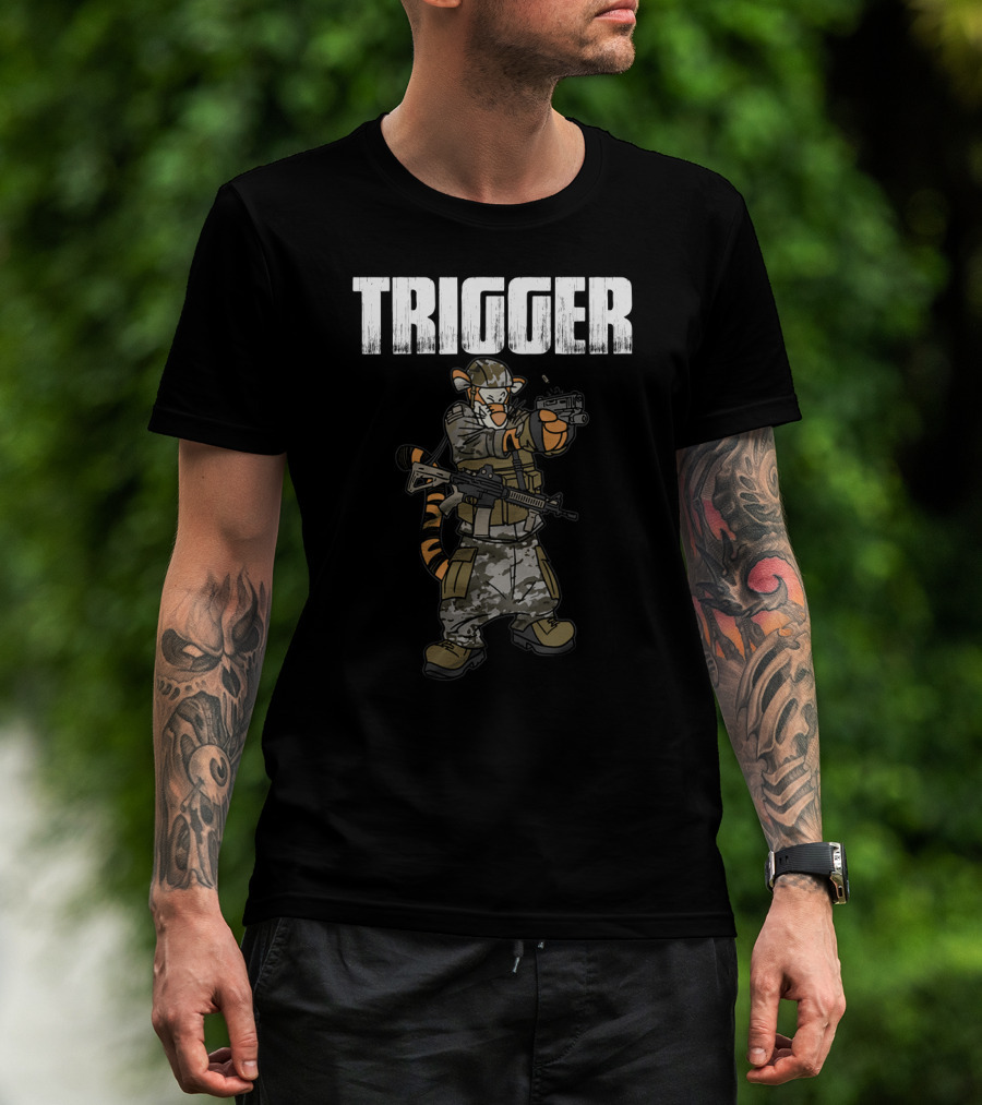 Tactical Trigger Tiger In Military Gear T-Shirt