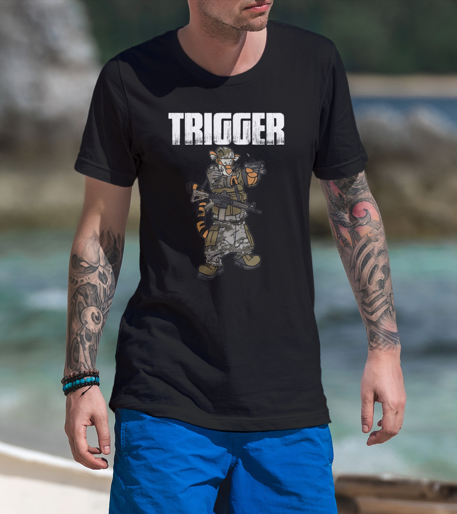 Tactical Trigger Tiger In Military Gear T-Shirt