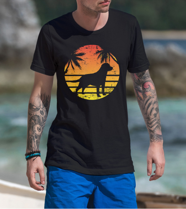 Vintage Labrador Retriever Sunset Tropical T-Shirt