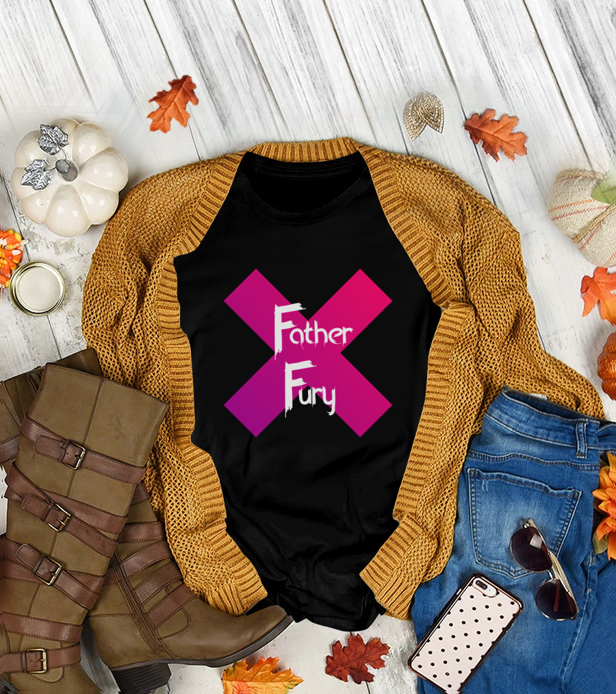 Father Fury X Purple Pink Gradient Cross T-Shirt