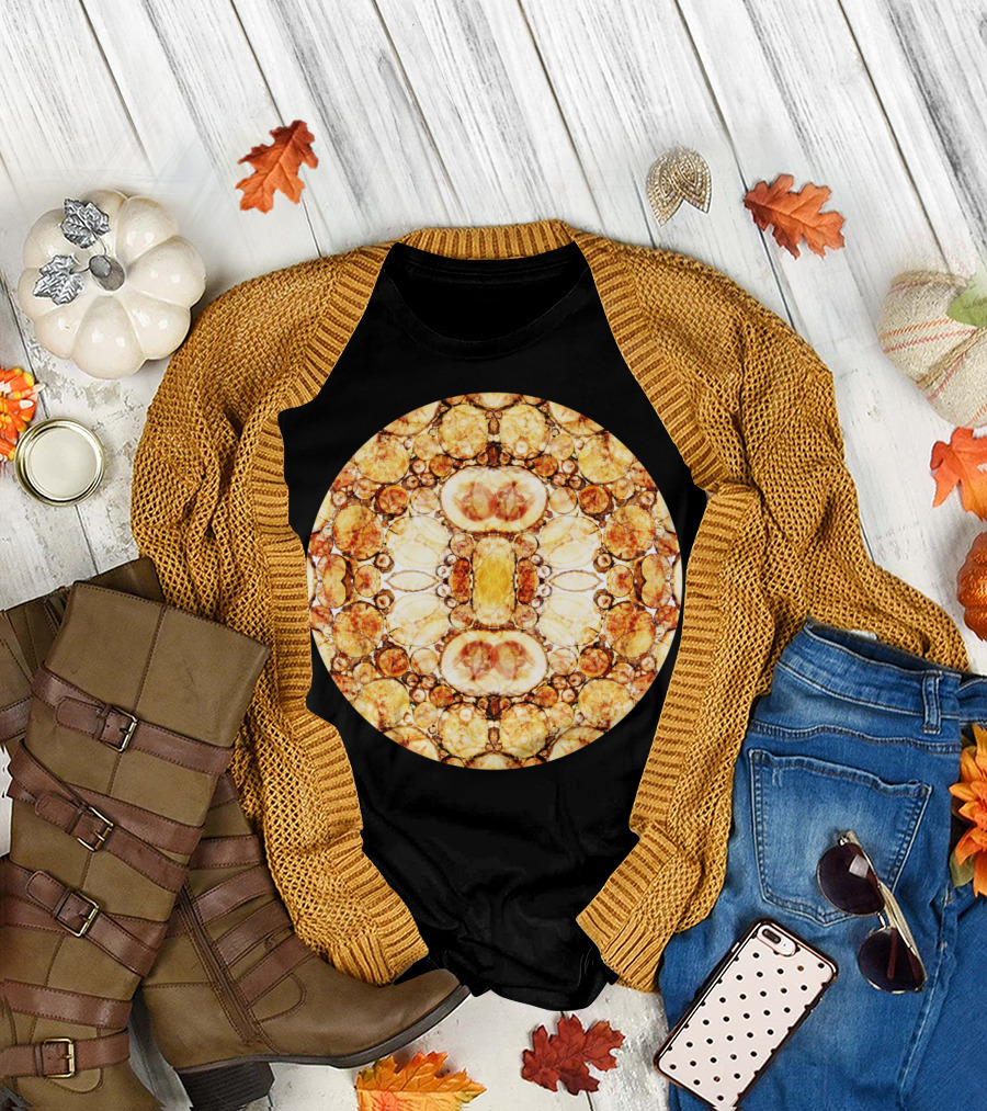 Natural Brown and Gold Wood Circles Mandala T-Shirt