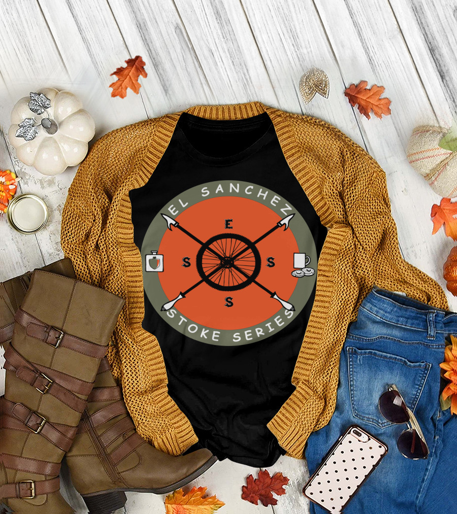 El Sanchez Stoke Series with Bicycle Wheel and Crossed Arrows T-Shirt