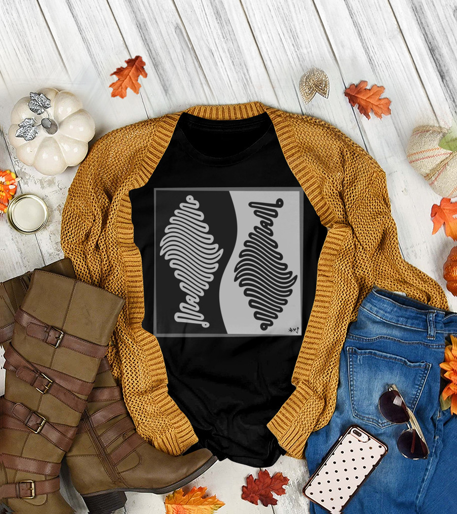 Black and White Fish Dance Abstract Illusion T-Shirt