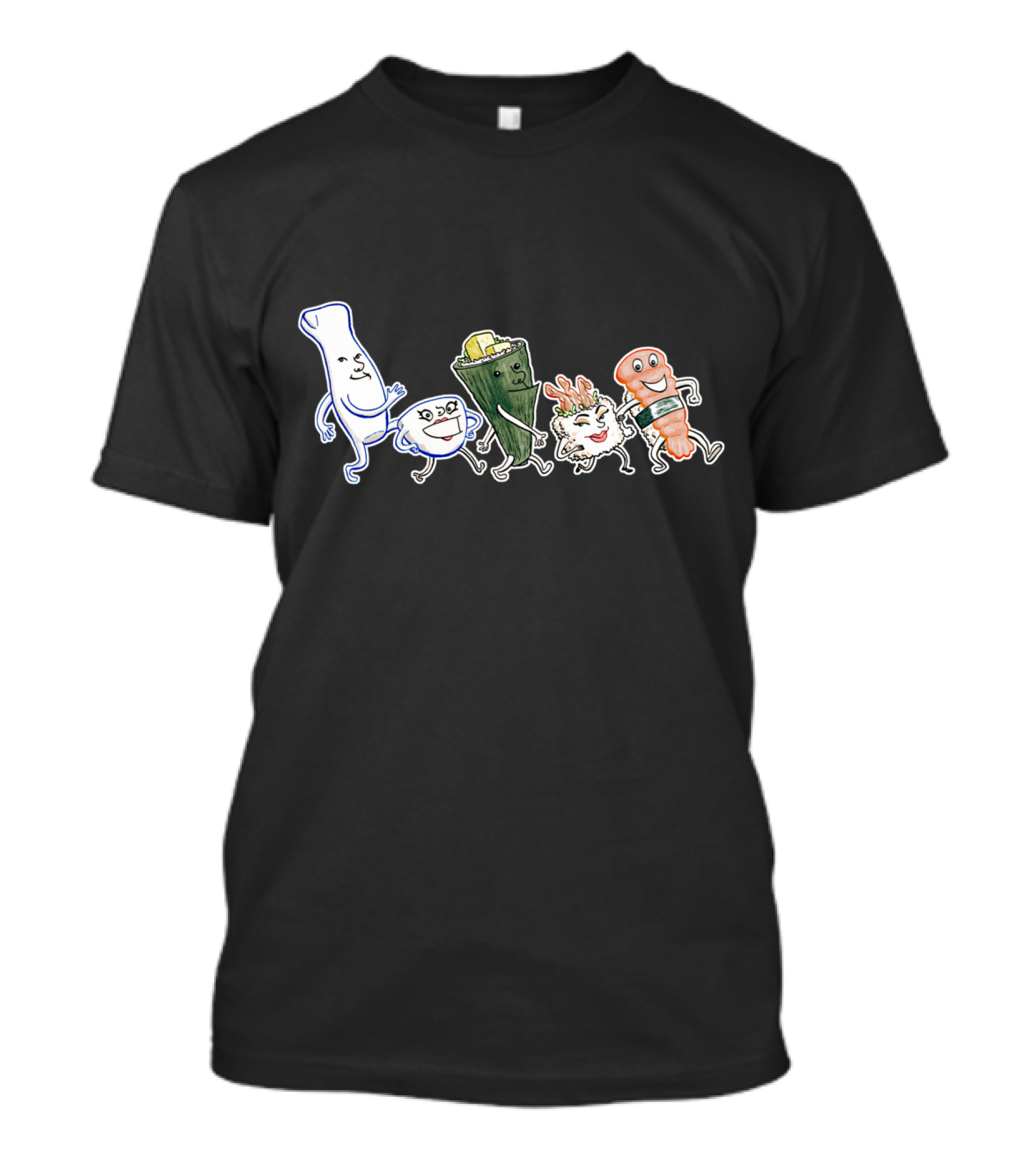Sushi Dance Animated Sushi Characters In A Line T-Shirt