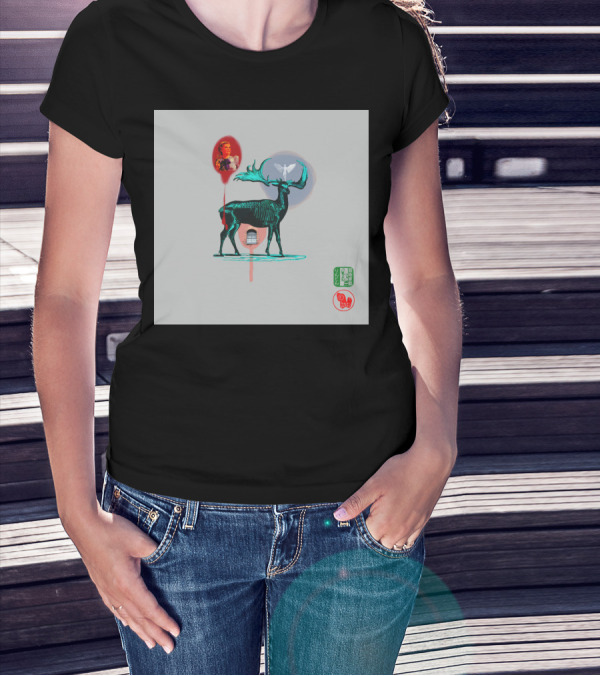 Moose Dance With Vintage Portrait And Painted Symbols T-Shirt