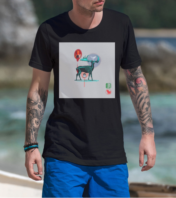 Moose Dance With Vintage Portrait And Painted Symbols T-Shirt