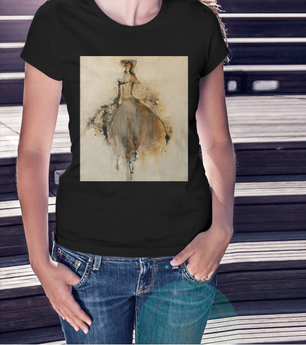 Elegance In Motion: Abstract Shadow Dancer In Flowing Dress T-Shirt