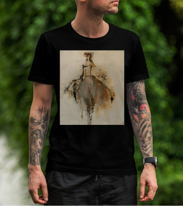 Elegance In Motion: Abstract Shadow Dancer In Flowing Dress T-Shirt