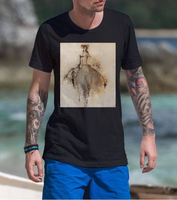 Elegance In Motion: Abstract Shadow Dancer In Flowing Dress T-Shirt